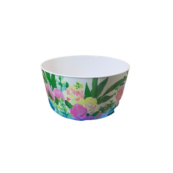 Anthropologie Bridgette Thornton Pink Floral Melamine Serving Bowl - Picture 1 of 5